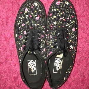 Black, floral VANS